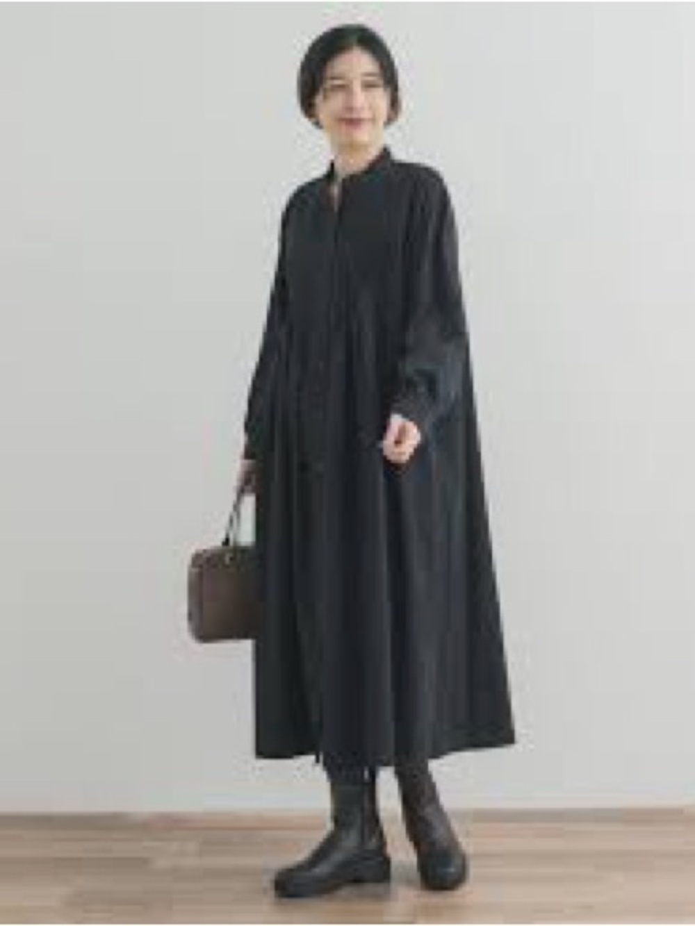 Urban Research Minimalist Black Maxi Shirt Dress - Modern Comfort